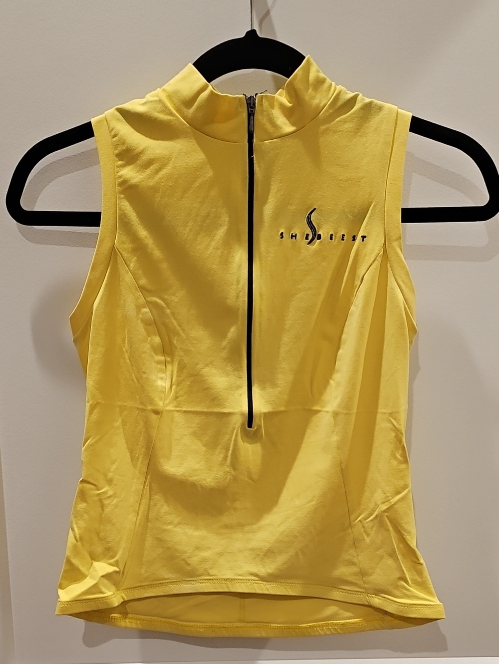 Shebeest Women's Sleeveless Yellow Zip-Front Women's Top